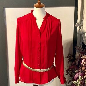 Red button down blouse
